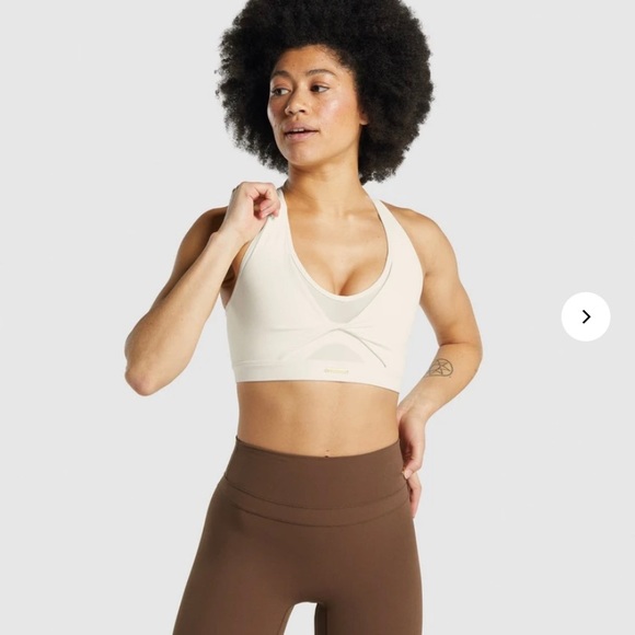 Gymshark Whitney Mesh Sports Bra - Unbleached - Picture 1 of 3